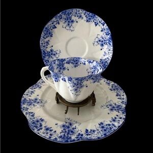 Vintage Elegant Blue and White Floral Dinnerware Set